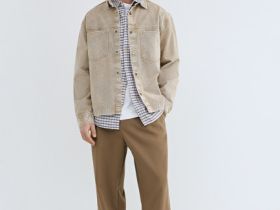 Куртка-рубашка из твила с карманами, Бежевый