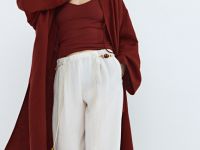 Широкие брюки с поясом, Бежевый