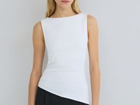 Асимметричный топ без рукавов, Белый