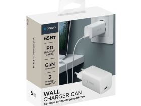 Сетевое зарядное устройство Deppa (11433) Wall charger gan 65W 3.0A Type-C (белый)