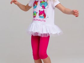 Комплект трикотажный для девочек: фуфайка (футболка), брюки (легинсы)