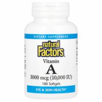 Natural Factors, витамин A, 3000 мкг (10 000 МЕ), 180 капсул