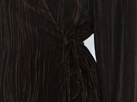 Блузка из жатого бархата с поясом, Коричневый