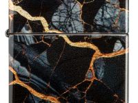 Зажигалка ZIPPO Fusion Marble Design с покрытием 540 Tumbled Chrome, латунь/сталь, черная, 38x13x57 мм