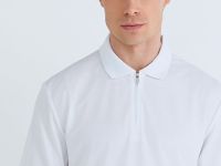 Поло из техноткани с воротником на молнии, Белый