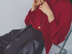 Брюки О-силуэта из искусственной кожи, Фиолетовый