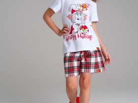 Комплект для девочек: фуфайка трикотажная (футболка), шорты текстильные