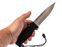 Тактический нож КАМПО-В, сталь 95Х18, рукоять термоэластопласт, титановые ножны с пилой