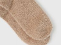 Пушистые носки с вышивкой, Бежевый