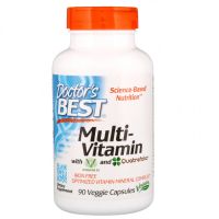 Doctor's Best, мультивитаминный комплекс с Vitashine D3 и Quatrefolic, 90 растительных капсул