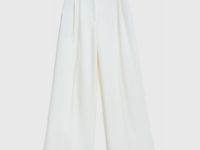 Широкие брюки со складками, Белый