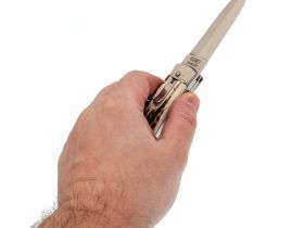 Автоматический многофункциональный нож Mikov Predator, сталь 420, рукоять рог оленя, клипса и штопор