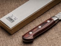 Нож Слайсер (для тонкой нарезки) 240 мм, Sakai Takayuki, сталь VG-10 Damascus 17 слоев, рукоять махагон