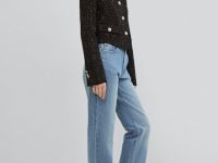 Прямые джинсы с высокой посадкой, Голубой