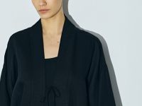 Кимоно на завязках из вискозы и льна, Черный