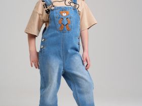 Полукомбинезон текстильный джинсовый для девочек