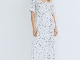 Платье на запах из креповой вискозы, Белый