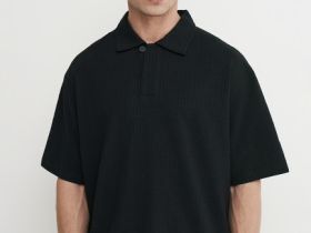 Поло из жатого хлопка, Черный