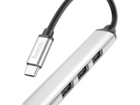 Адаптер Hoco HB26 4 в 1 Type-C на USB 3.0 + USB 2.0*3 (Silver)