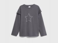 Лонгслив со стразами для девочек, Серый