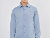 Рубашка из структурной ткани, Синий