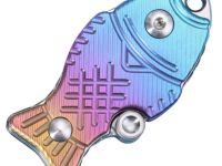 Складной нож-подвеска Sanrenmu 6171-TL, сталь Дамаск, рукоять титан