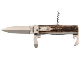 Автоматический многопредметный нож Mikov Predator, сталь 420, рукоять рог оленя