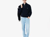Мужской шерстяной свитер Lacoste на молнии с высоким воротом