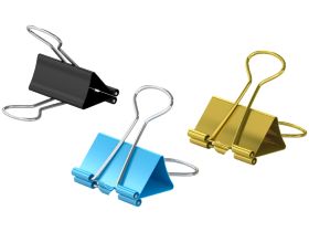 Зажимы для бумаг Berlingo 19 мм, 10 шт, цветные, ПВХ упак., европодвес, голубой+золотой