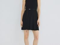 Вязаное платье с воротником-стойкой, Черный