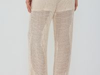 Широкие брюки из структурной ткани, Бежевый