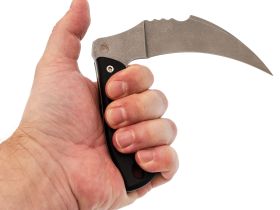 Нож Barmaley Knives Grim Серп серрейтор, сталь Aus-10 Co, рукоять G-10 черная