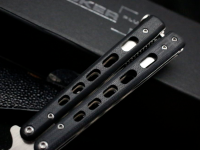 Складной нож Boker Plus Balisong 06EX002, Satin Finish 440C Steel, рукоять стеклотекстолит G-10, чёрный