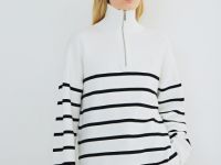 Джемпер с воротником-стойкой на молнии, Белый