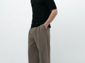 Вязаное поло с коротким рукавом, Черный