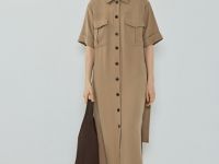 Платье-рубашка со съёмным поясом, Бежевый