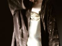 Бархатное кимоно с поясом, Коричневый