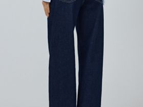 Широкие джинсы с высокой посадкой и отворотами, Синий