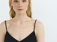 Топ изо льна на бретелях, Черный