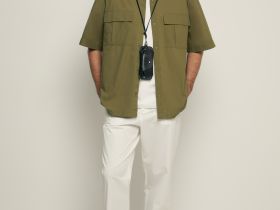 Рубашка с нагрудными карманами и принтом