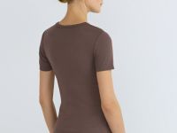 Приталенная футболка в рубчик, Коричневый