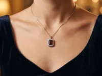 Подвеска из белого золота с гранатом и бриллиантами э4740пд08220460
