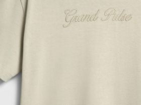 Футболка с текстовой вышивкой, Бежевый