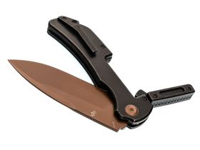 Складной нож Kansept Hazard, сталь S35VN Rose Gold, рукоять титан, коричневый