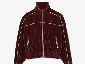 Женская велюровая толстовка Lacoste оверсайз на молнии