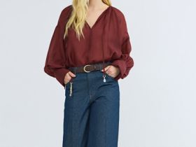 Блузка из тенселя с завязками, Оранжевый