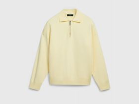 Джемпер с воротником поло на молнии, Желтый