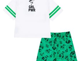 Комплект трикотажный для девочек: фуфайка (футболка), шорты