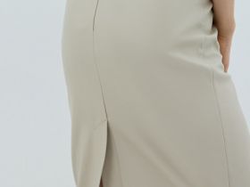 Прямая юбка миди из искусственной кожи, Бежевый