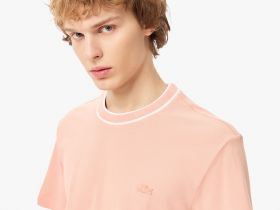 Мужская футболка Lacoste с воротником в полоску из эластичного хлопка